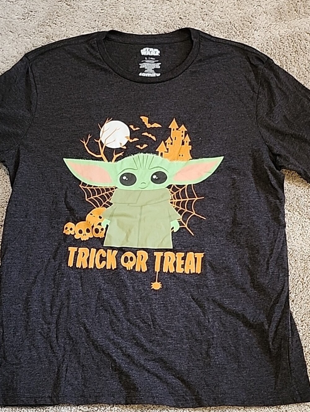 Star Wars Mens Tee with Green Grogu Halloween Baby Yoda